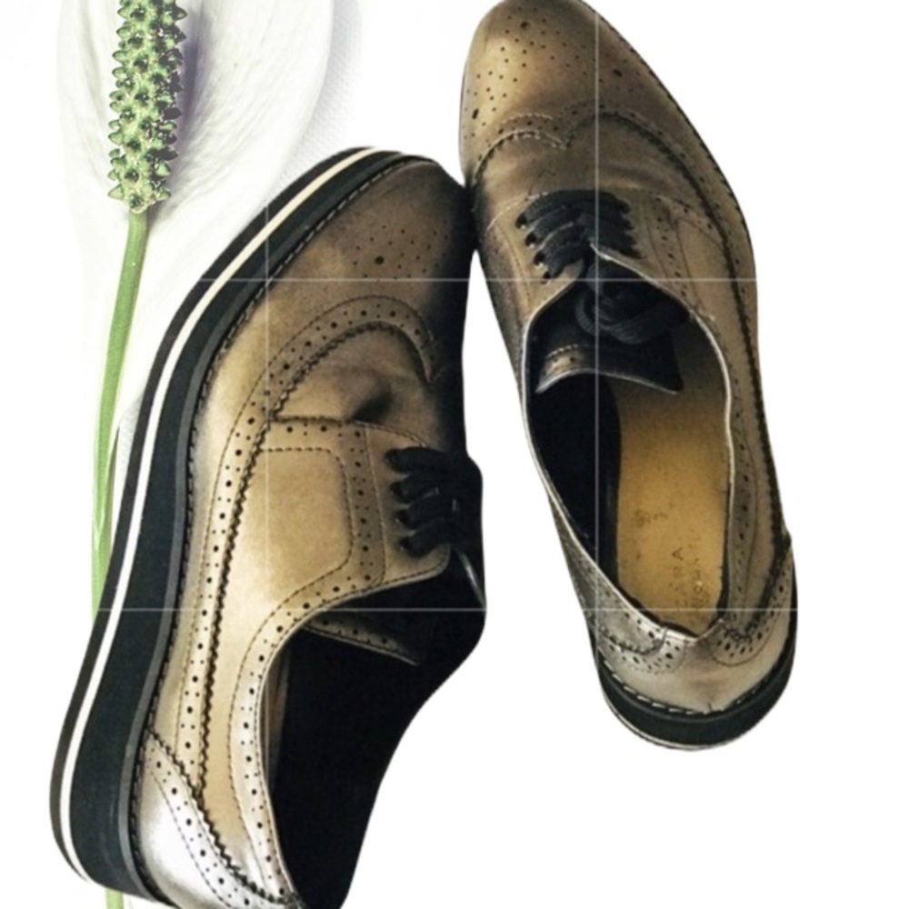 🍃Zara | Silver Platform Loafers